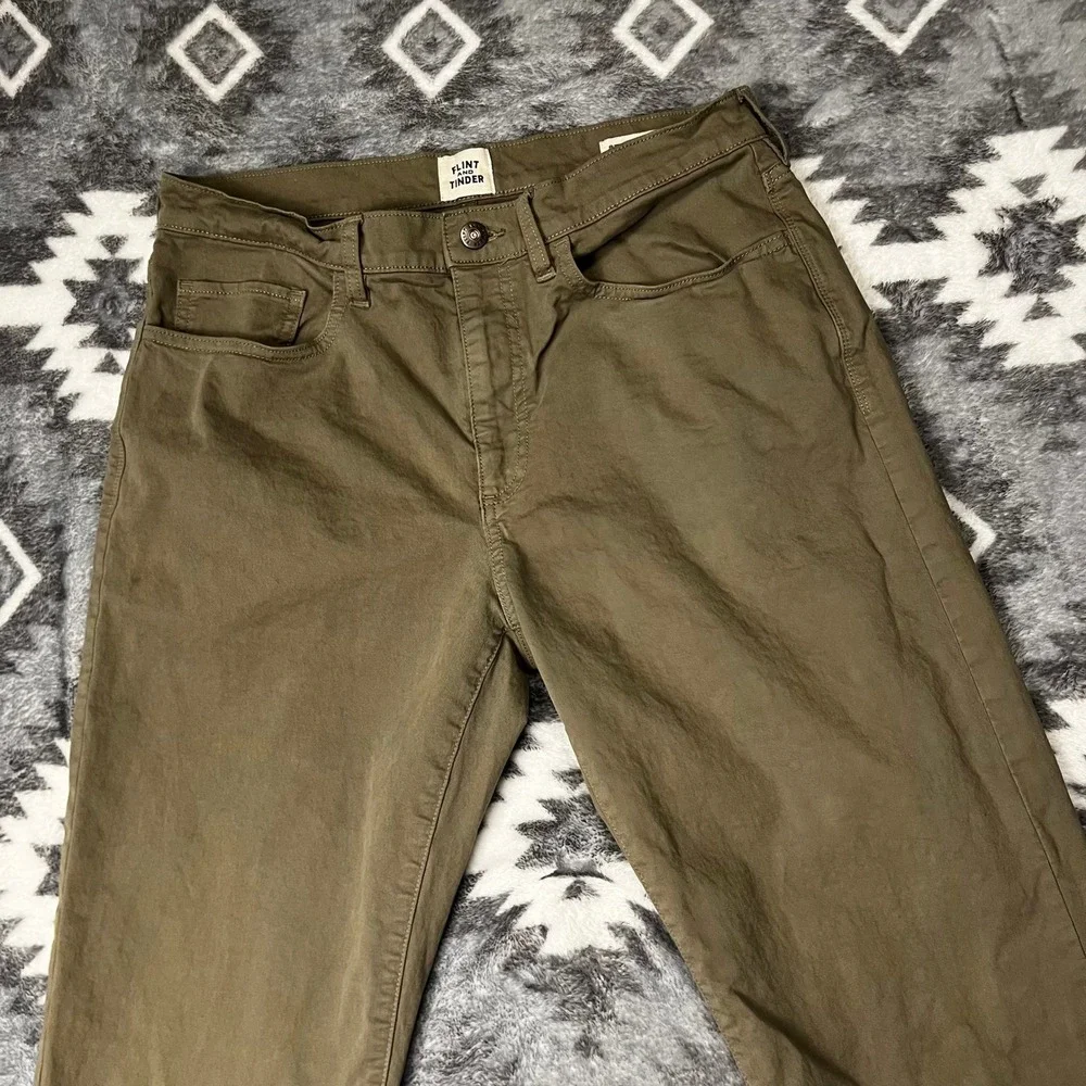 Flint and Tinder 365 Straight Fit Pants Olive Green 32x34 Mens Cotton Stretch
